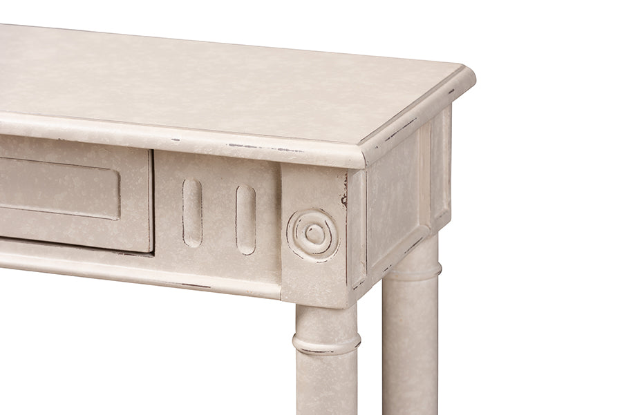Baxton Studio Ariella Country Cottage Farmhouse Whitewashed 1-Drawer Console Table