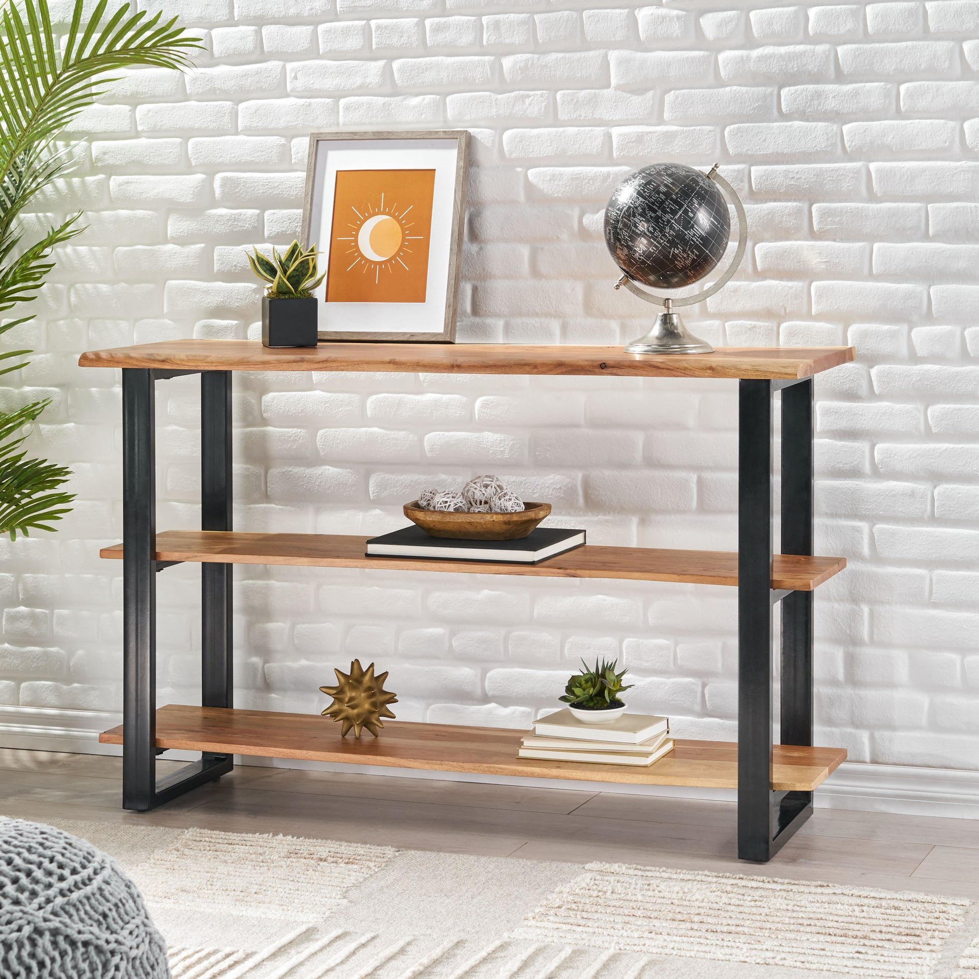Modern Industrial Media Console Table FredCo