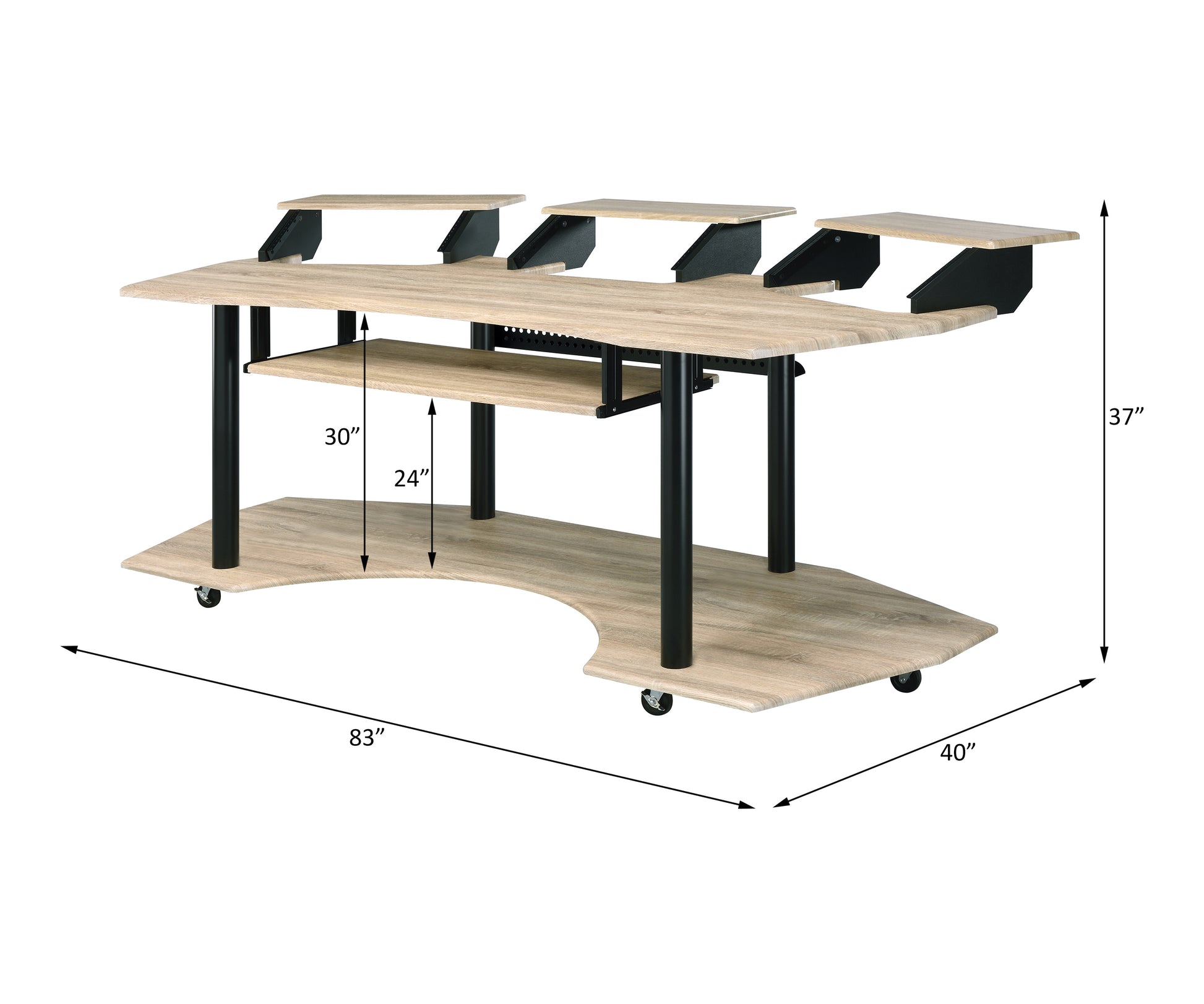 83" Eleazar Natural Oak Finish Music Recording Studio Desk FredCo
