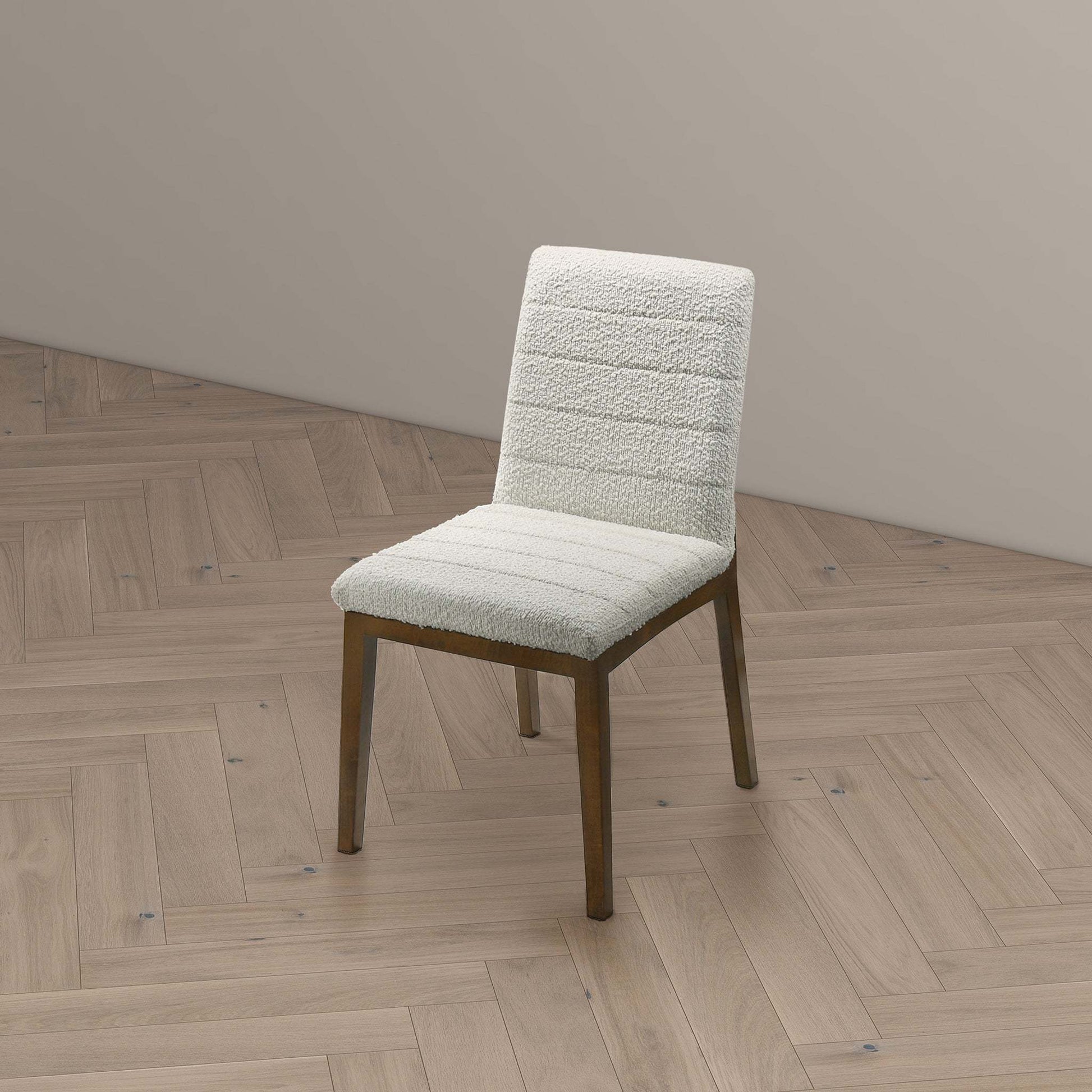 Ines Modern White Boucle Dining Chair (Set of 2) with Solid Wood Base and Foam Padding 35.8'H x 18.9'W x 24'D FredCo