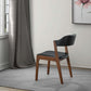 High Quality Enzo Mid-Century Modern Black Leather Dining Chair (Set of 2) with Solid Wood Base 21.1'W x 24.5'D x 30.1'H for Living Room Bedroom Outdoor FredCo