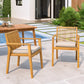 Patio Dining Chair Set of 2 - Sturdy Acacia Wood, Comfortable Waterproof Seating, 400 lbs Capacity, Natural Color Frame FredCo
