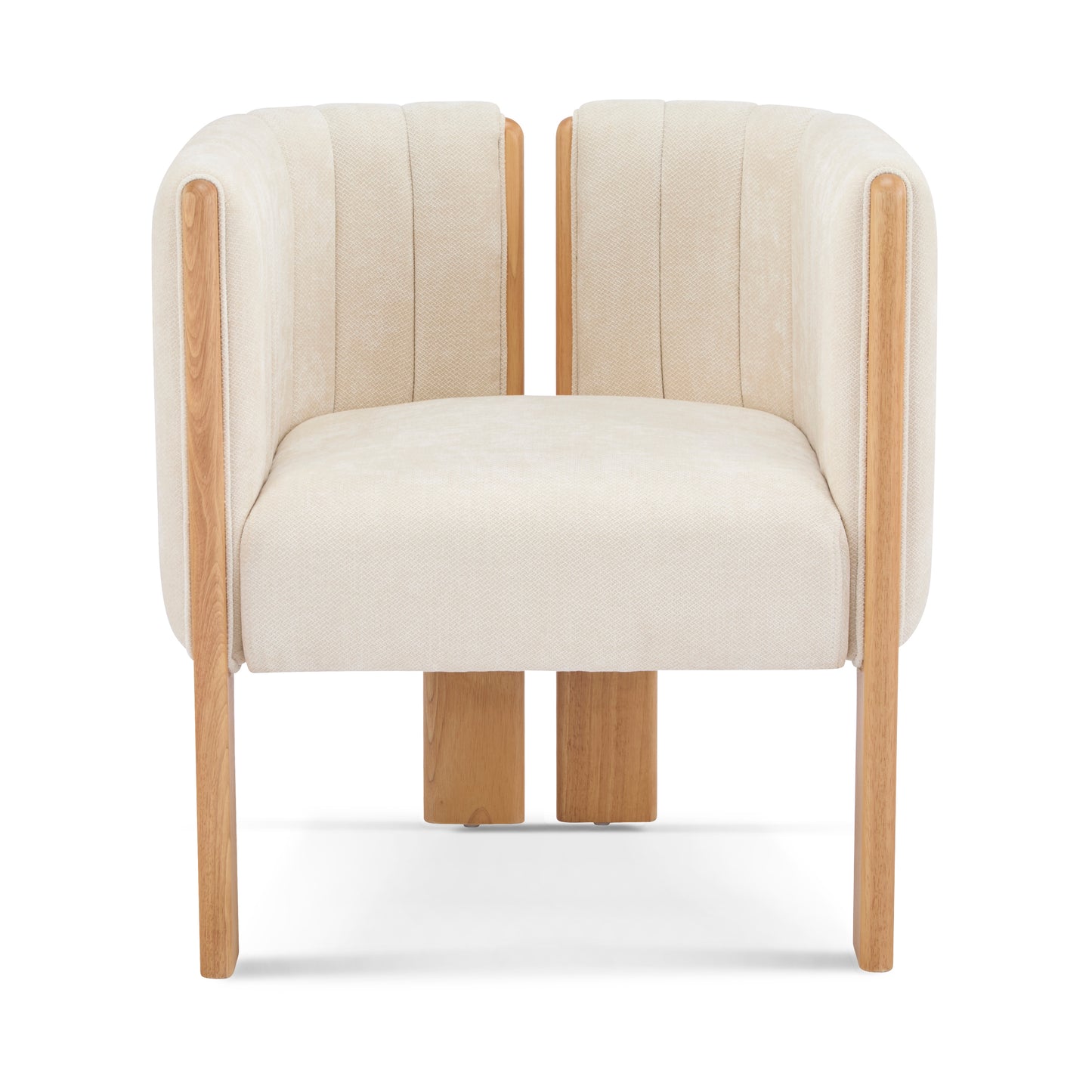 Dining Chairs Set of 2, Modern Stylish Seating with Natural Rubber Wood Frame and Beige Fabric, 225lbs Capacity, for Dining Area, Living Space FredCo