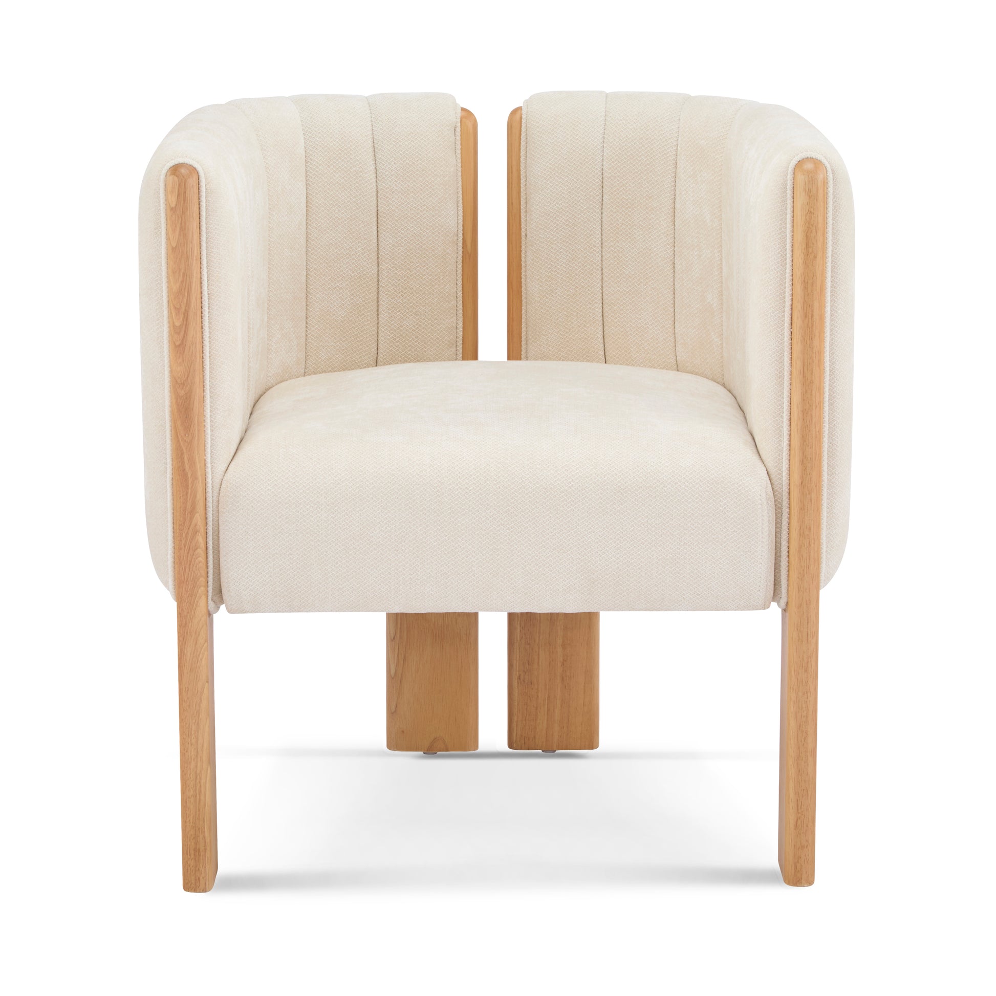 Dining Chairs Set of 2, Modern Stylish Seating with Natural Rubber Wood Frame and Beige Fabric, 225lbs Capacity, for Dining Area, Living Space FredCo