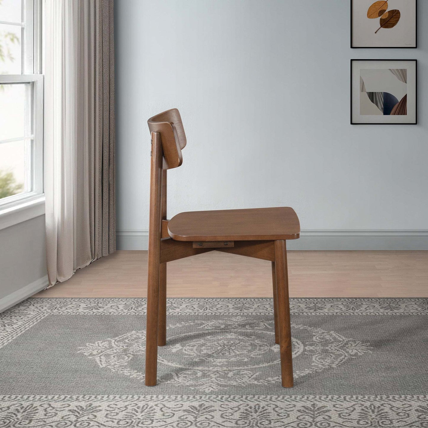 New Design Walnut Dining Chair Set Of 2 - Mid Century Modern Solid Wood Dining Chairs in Rich Walnut Color 17.5'W x 17.7'D x 29.9'H for Living Room Bedroom Outdoor FredCo