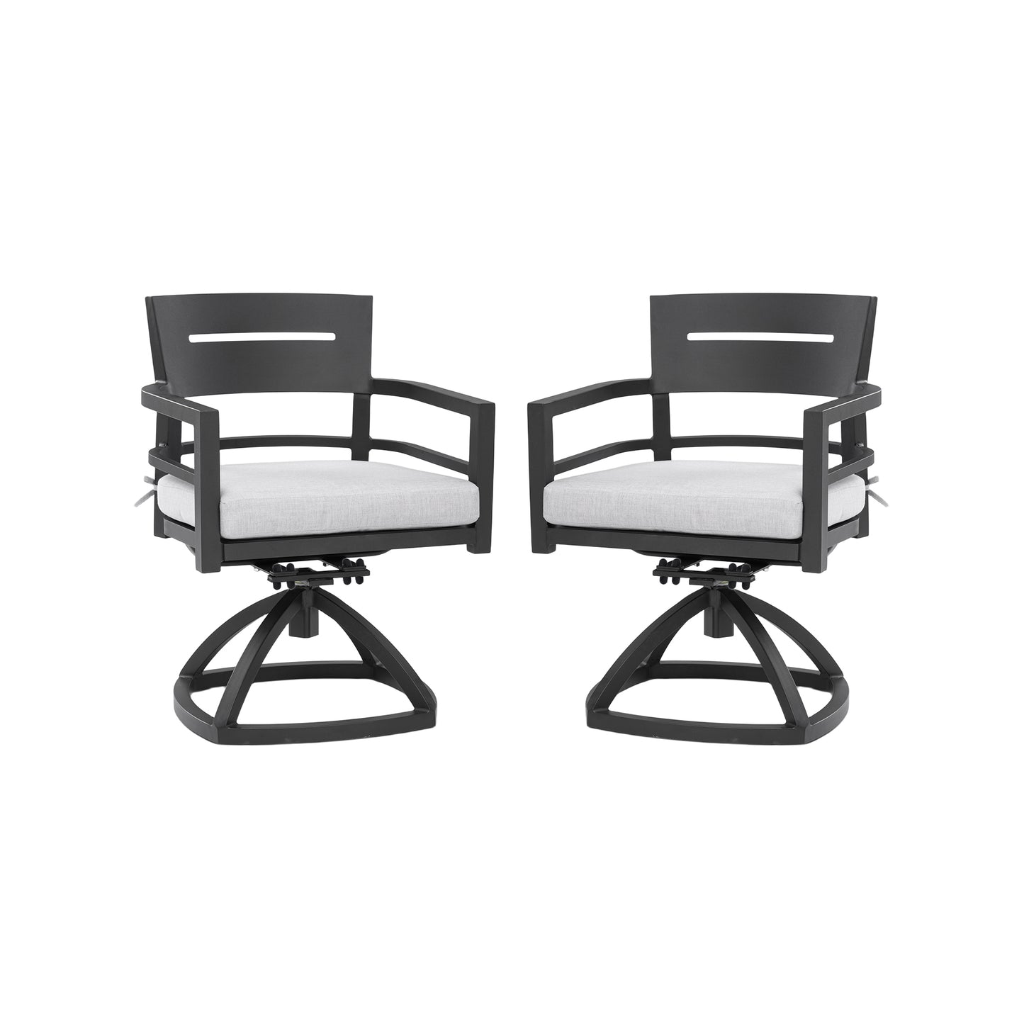 Outdoor Patio Aluminum Swivel Rocker 2PCs with Outdoor-Grade Sunbrella Fabric Cushions, Ember Black