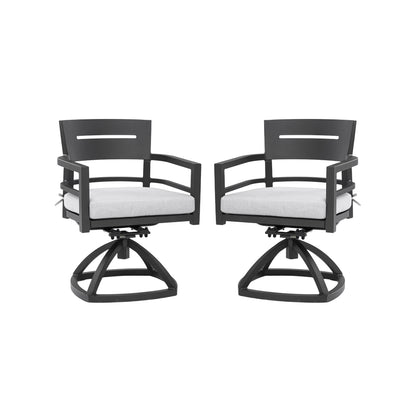 Outdoor Patio Aluminum Swivel Rocker 2PCs with Outdoor-Grade Sunbrella Fabric Cushions, Ember Black