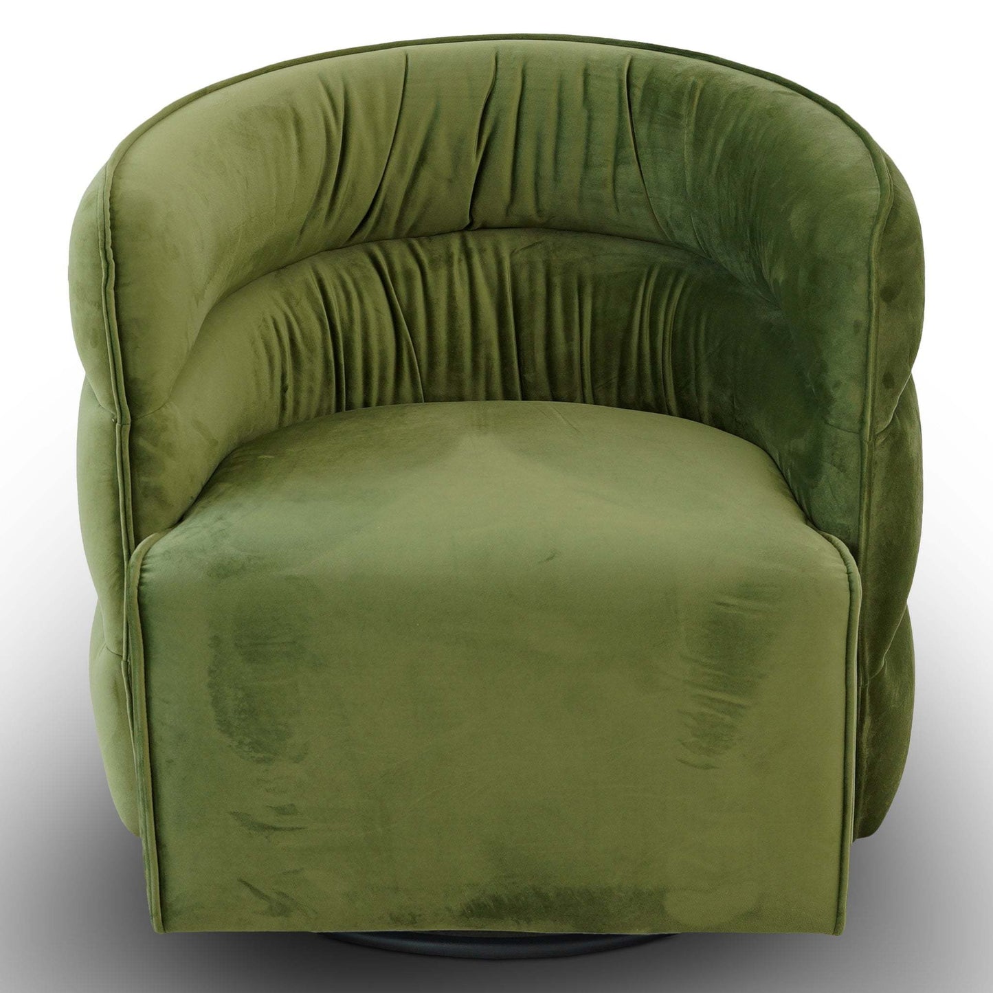 Green velvet accent chair with curved backrest, modern furniture from FredCo International