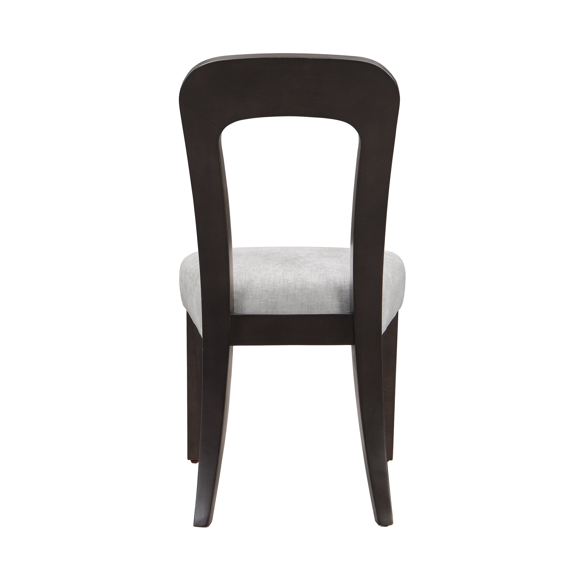 Modern dark wood dining chair with light fabric seat, FredCo International furniture