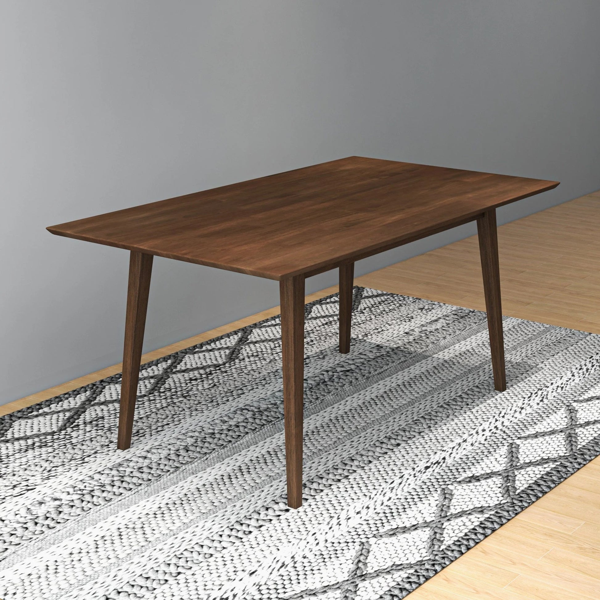 Levi Modern Style Solid Wood Rectangular Dining Kitchen Table Brown Finish FredCo