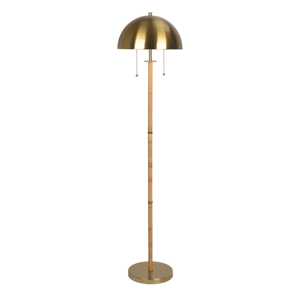 Modern gold floor lamp with dome shade and pull chains, FredCo International furniture