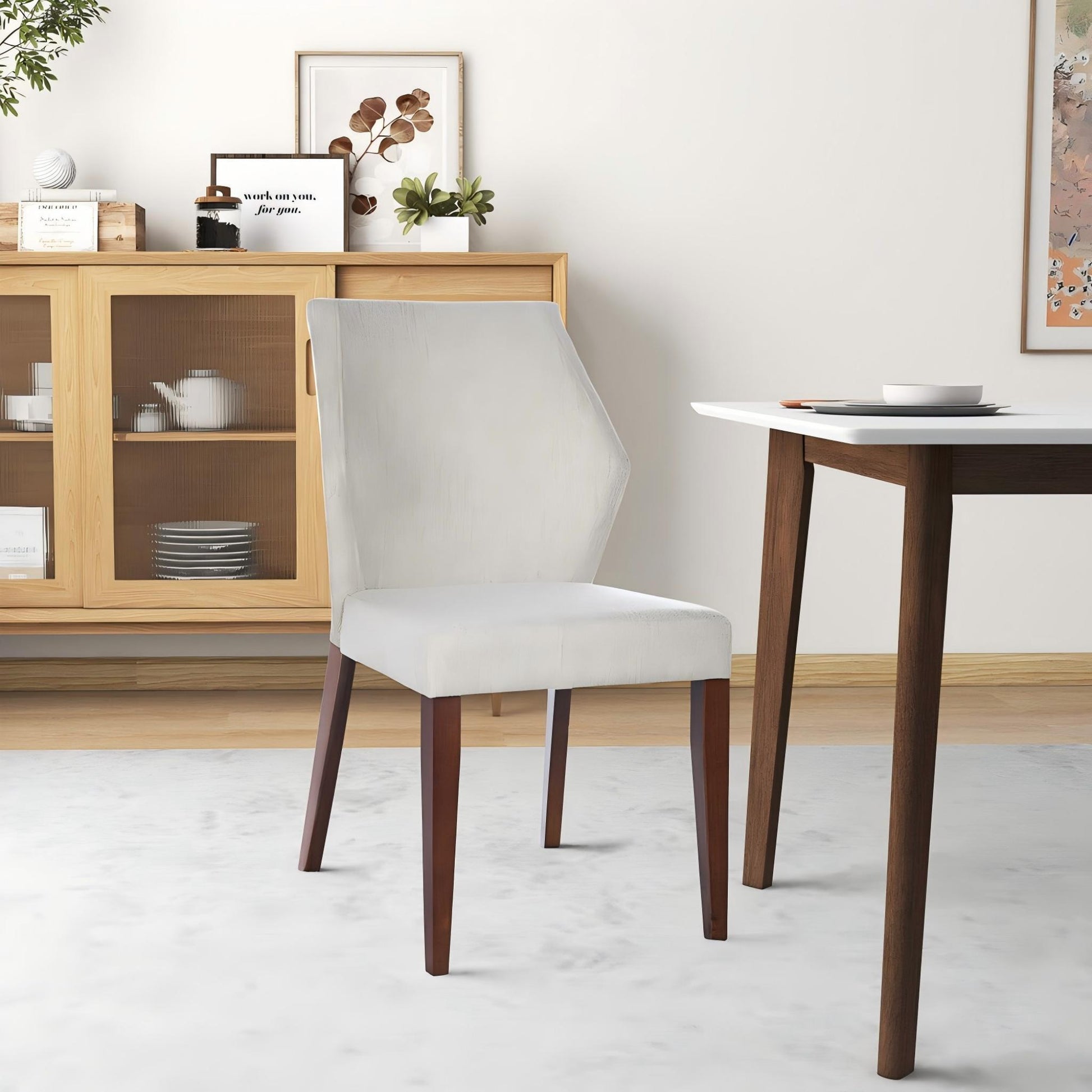 Luca Light Grey Fabric Dining Chair Set Of 2 - Comfortable Seating with Solid Wood Frame FredCo