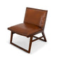 Modern brown leather accent chair with wood frame, FredCo International furniture