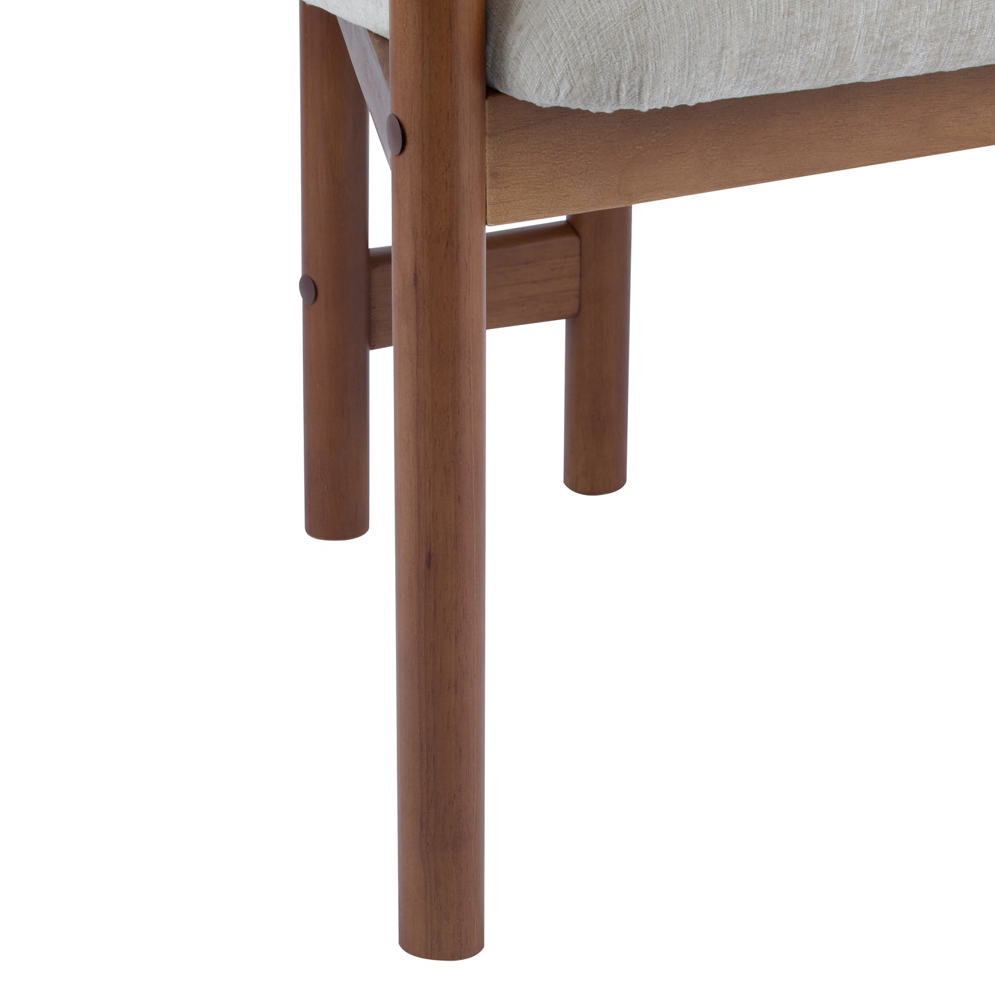 Dining Chairs Set of 2 Upholstered Arm Chairs, Rubber Wood Accent Chairs Beige Fabric Seating, 300 LBS Weight Capacity FredCo