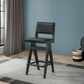 Keira Mid-Century Bar Stool Black PU Leather Solid Wood 18.11 x 17.52 x 38.58 inches Kitchen Counter Barstool with Back Bar Stool (Set of 2) FredCo