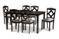 Baxton Studio Ruth Modern Transitional Grey Fabric Upholstered and Dark Brown Finished Wood 7-Piece Dining Set