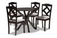 Baxton Studio Carlin Modern Transitional Grey Fabric Upholstered and Dark Brown Finished Wood 5-Piece Dining Set