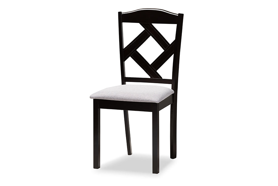 Baxton Studio Carlin Modern Transitional Grey Fabric Upholstered and Dark Brown Finished Wood 5-Piece Dining Set