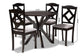 Baxton Studio Carlin Modern Transitional Grey Fabric Upholstered and Dark Brown Finished Wood 5-Piece Dining Set