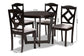 Baxton Studio Morigan Modern Transitional Grey Fabric Upholstered and Dark Brown Finished Wood 5-Piece Dining Set