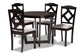 Baxton Studio Morigan Modern Transitional Grey Fabric Upholstered and Dark Brown Finished Wood 5-Piece Dining Set