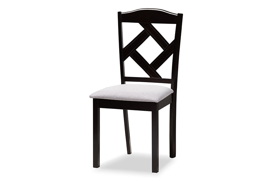 Baxton Studio Morigan Modern Transitional Grey Fabric Upholstered and Dark Brown Finished Wood 5-Piece Dining Set
