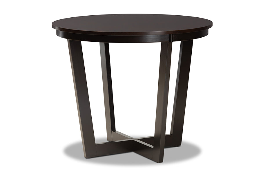 Baxton Studio Morigan Modern Transitional Grey Fabric Upholstered and Dark Brown Finished Wood 5-Piece Dining Set