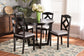 Baxton Studio Morigan Modern Transitional Grey Fabric Upholstered and Dark Brown Finished Wood 5-Piece Dining Set