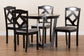 Baxton Studio Morigan Modern Transitional Grey Fabric Upholstered and Dark Brown Finished Wood 5-Piece Dining Set