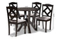 Baxton Studio Riona Modern Transitional Grey Fabric Upholstered and Dark Brown Finished Wood 5-Piece Dining Set