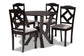 Baxton Studio Riona Modern Transitional Grey Fabric Upholstered and Dark Brown Finished Wood 5-Piece Dining Set