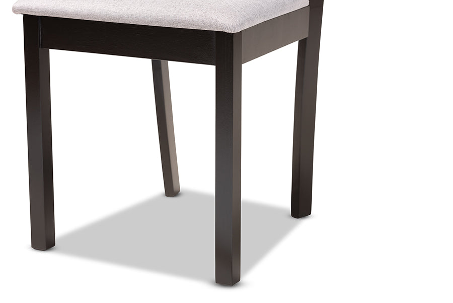Baxton Studio Riona Modern Transitional Grey Fabric Upholstered and Dark Brown Finished Wood 5-Piece Dining Set
