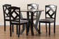 Baxton Studio Riona Modern Transitional Grey Fabric Upholstered and Dark Brown Finished Wood 5-Piece Dining Set