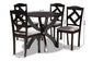 Baxton Studio Nesa Modern Transitional Grey Fabric Upholstered and Dark Brown Finished Wood 5-Piece Dining Set