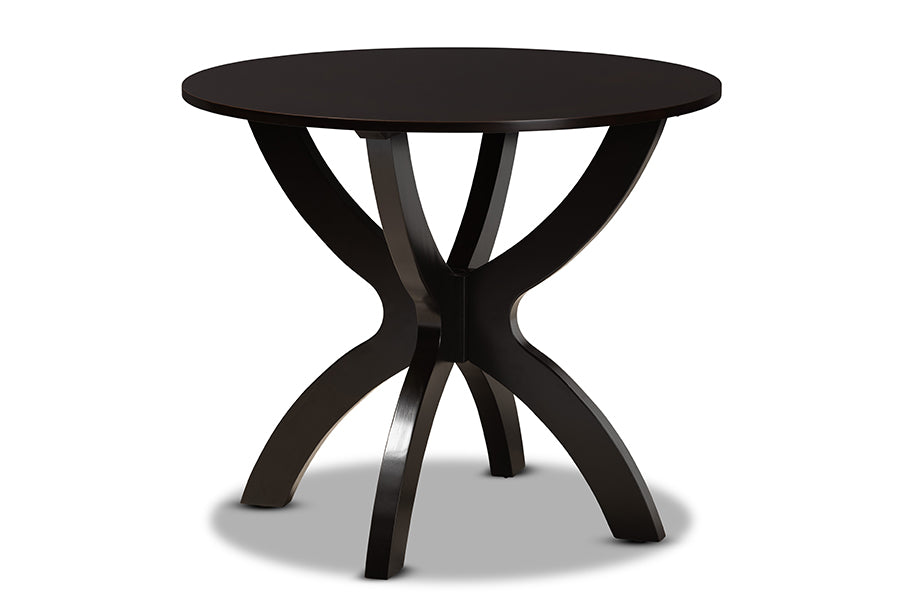 Baxton Studio Nesa Modern Transitional Grey Fabric Upholstered and Dark Brown Finished Wood 5-Piece Dining Set