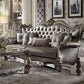 ACME Versailles Sofa w/6 Pillows, Silver PU & Antique Platinum FredCo