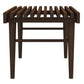 Modern dark wood slatted bench with tapered legs, FredCo International furniture