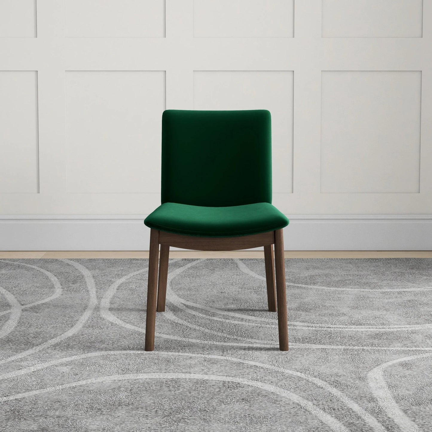 Laura Mid-Century Modern Solid Wood Dining Chair Set of 2 Green Velvet 20 x 20 x 32 inches FredCo