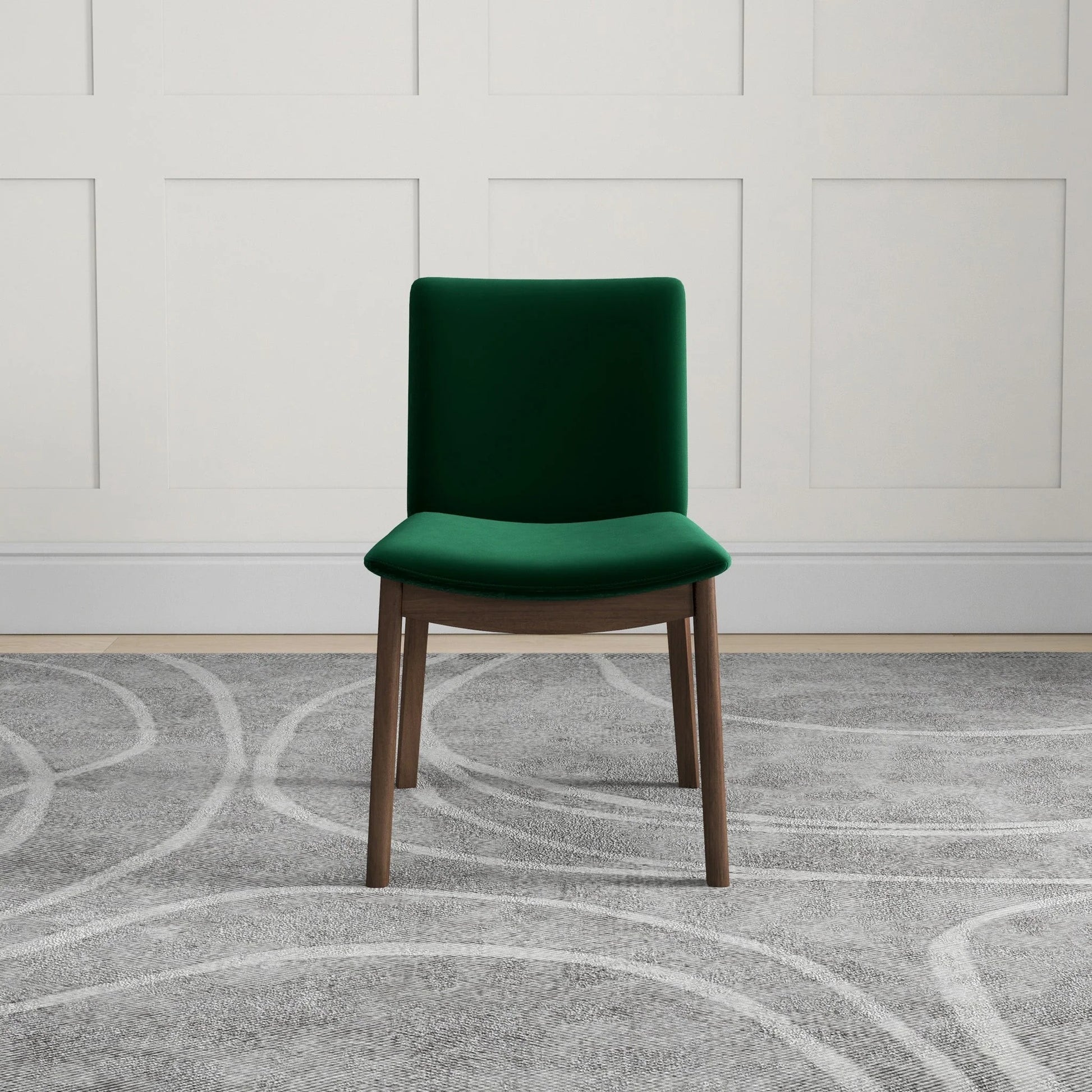 Laura Mid-Century Modern Solid Wood Dining Chair Set of 2 Green Velvet 20 x 20 x 32 inches FredCo