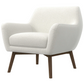 Modern white accent chair with soft upholstery and wooden legs, FredCo International furniture