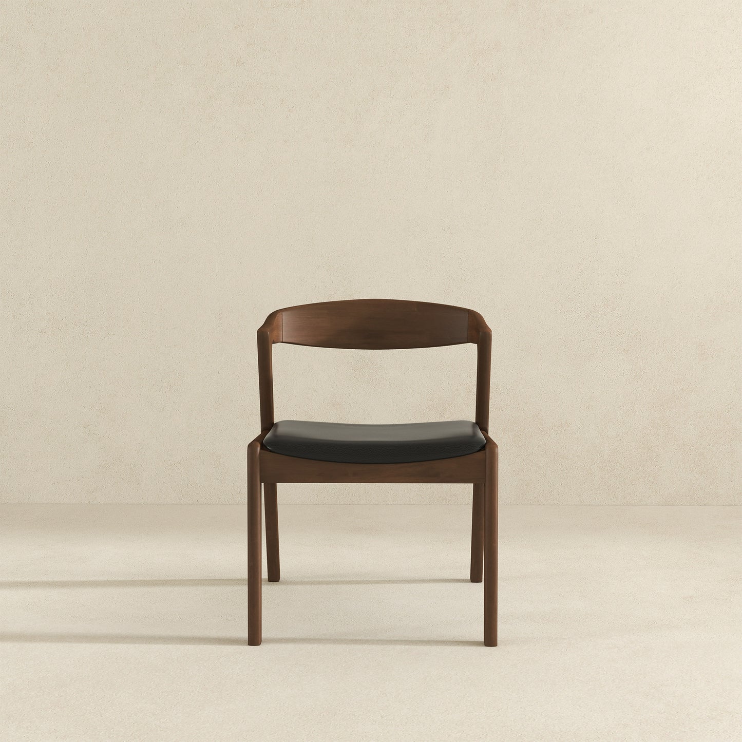 Dakota Mid-Century Solid Wood Dining Chair Set with Black Leather Upholstery Set Of 2 FredCo