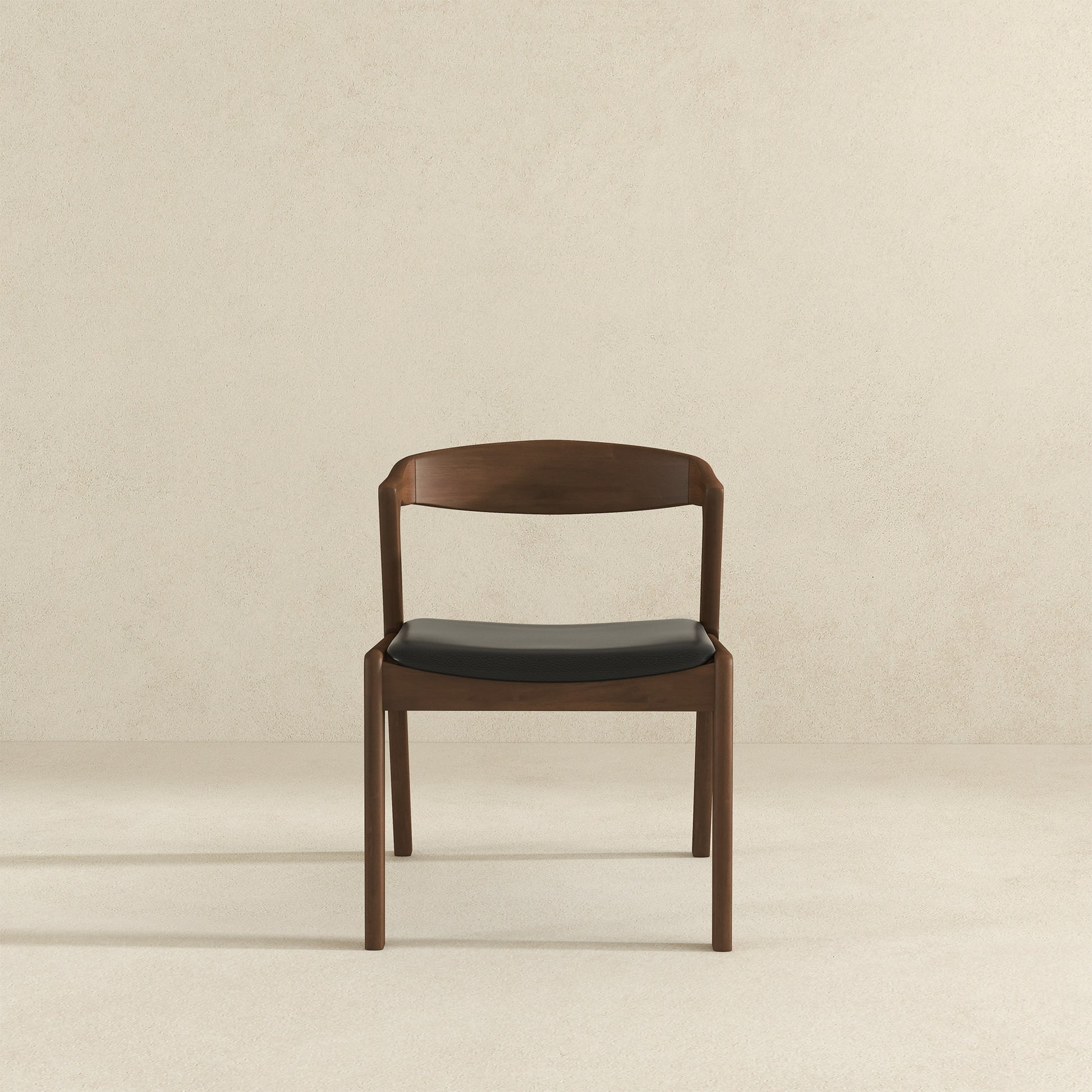 Dakota Mid-Century Solid Wood Dining Chair Set with Black Leather Upholstery Set Of 2 FredCo