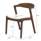 Modern wood dining chair with white cushioned seat and detailed dimensions, FredCo International
