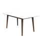 Modern rectangular dining table with white top and wooden legs from FredCo International