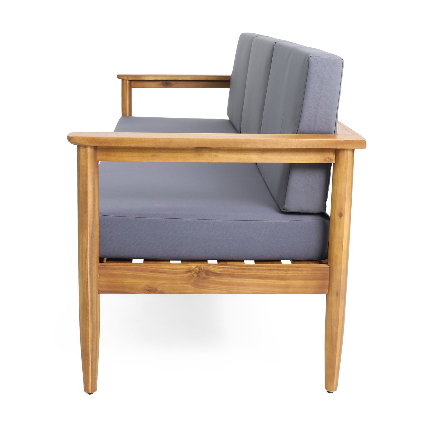 Modern wooden frame sofa with gray cushions, FredCo International home furniture