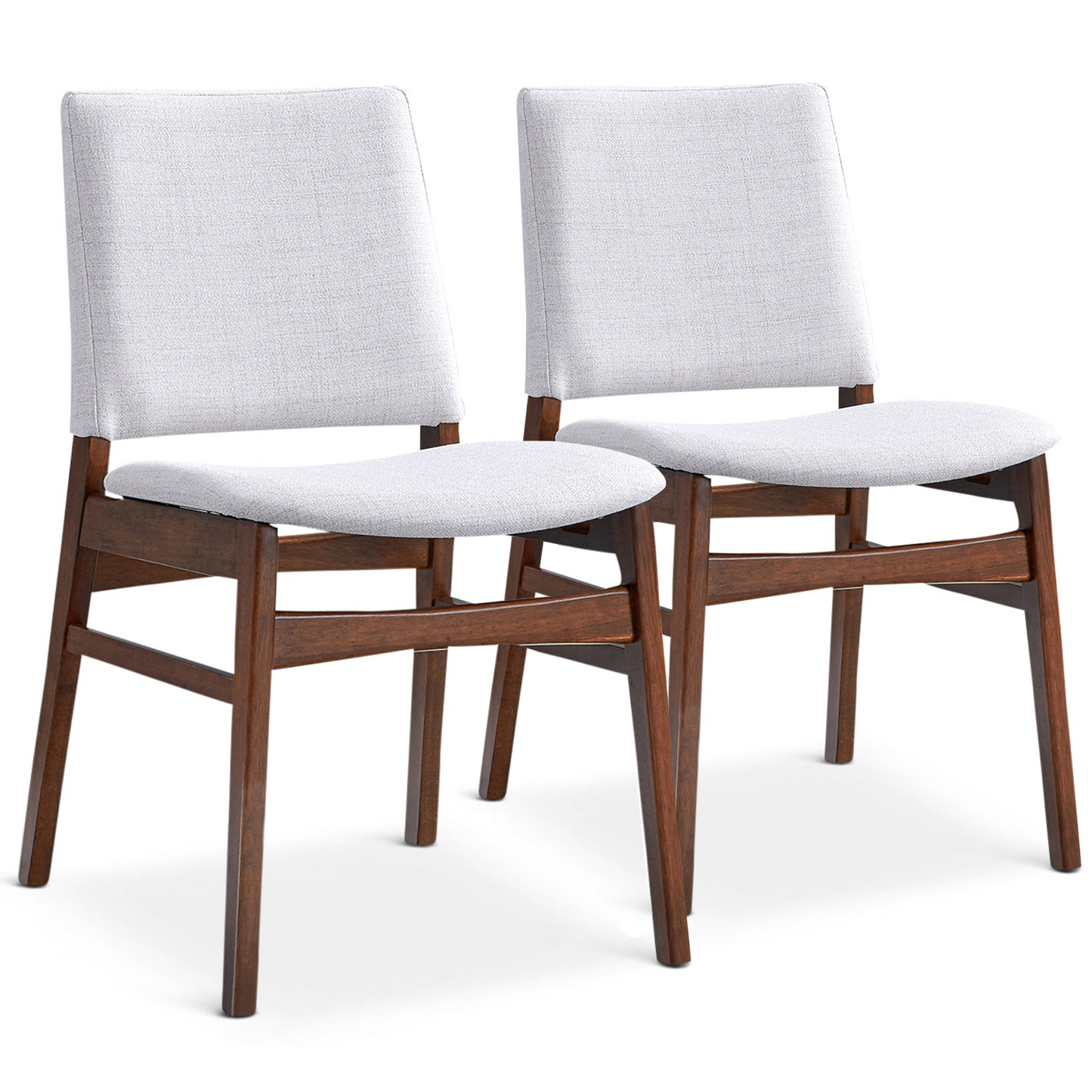 Gusto Mid-Century Modern Fabric Dining Chair (Set of 2) in Light Gray with Solid Wood Frame 22.4'W x 18.1'D x 31.1'H for Living Room Bedroom Outdoor FredCo