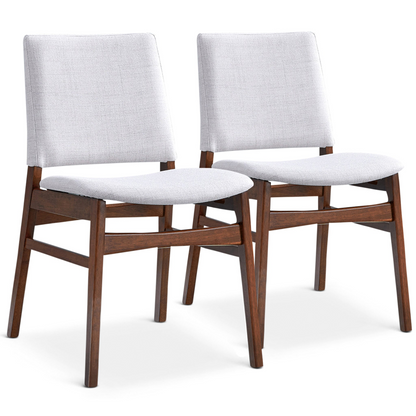 Gusto Mid-Century Modern Fabric Dining Chair (Set of 2) in Light Gray with Solid Wood Frame 22.4'W x 18.1'D x 31.1'H for Living Room Bedroom Outdoor FredCo