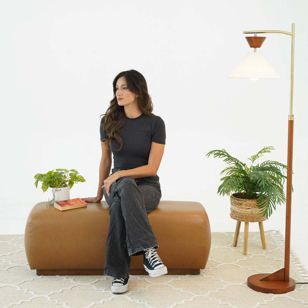 Kelvin Vegan Tan Leather Bench FredCo