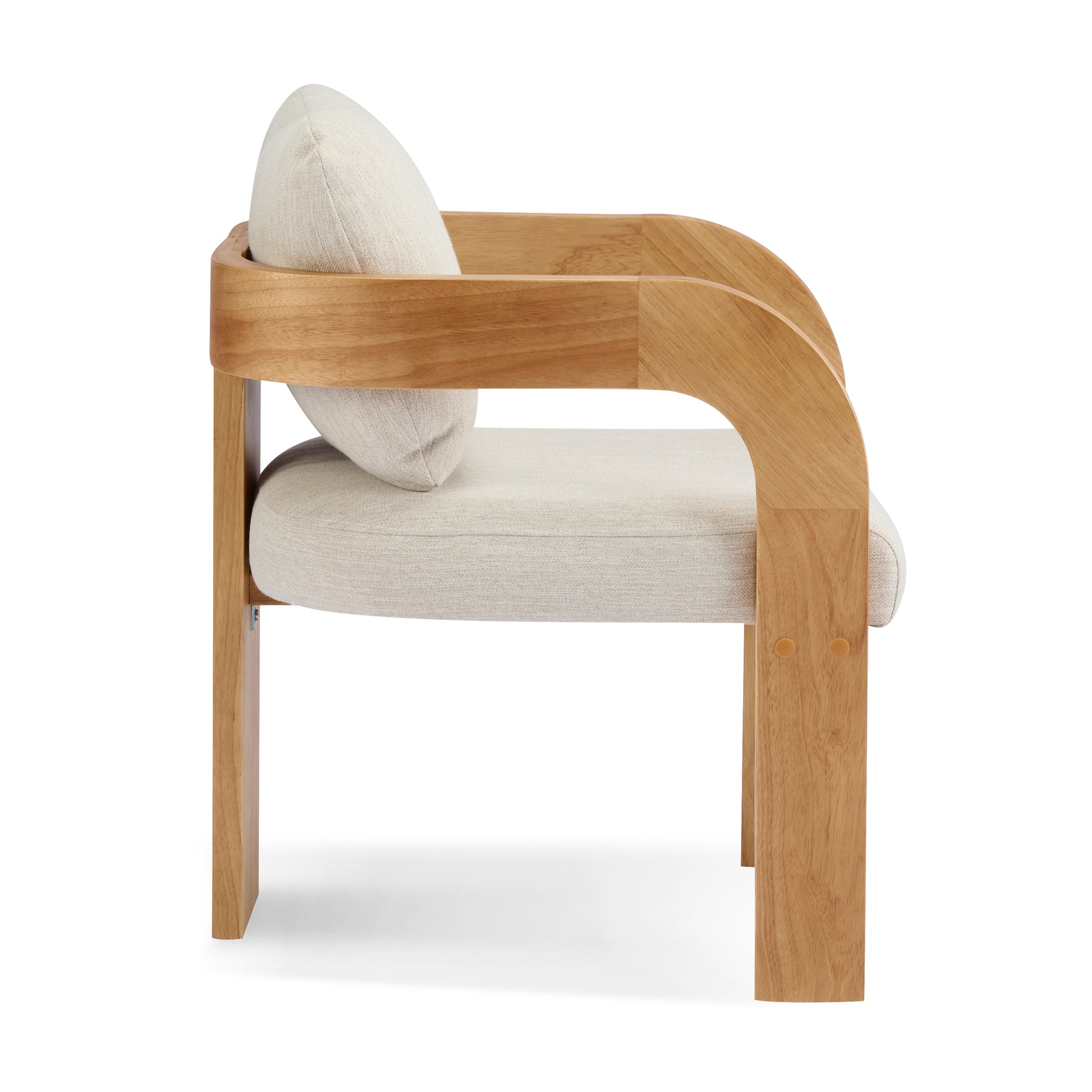 2-Pack Dining Chairs with Pillow Back, Beige Fabric, Natural Color Solid Wood Frame FredCo