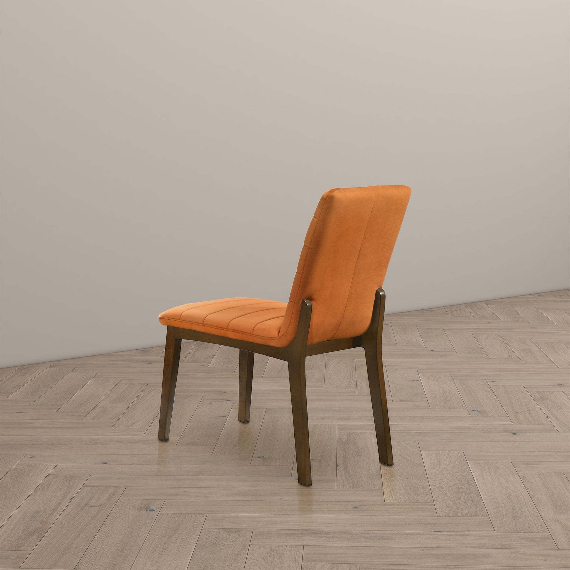 Ines Mid-Century Modern Burnt Orange Velvet Dining Chair Set with Walnut Solid Wood Base 35.8'H x 18.9'W x 24'D FredCo